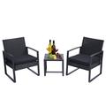 3 Pieces Patio Conversation Chairs Set Modern Wicker Front Porch Furniture Set Outdoor Patio Set with 2 Single Chairs and Coffee Table Deck Poolside Balcony Furniture Set JA3100