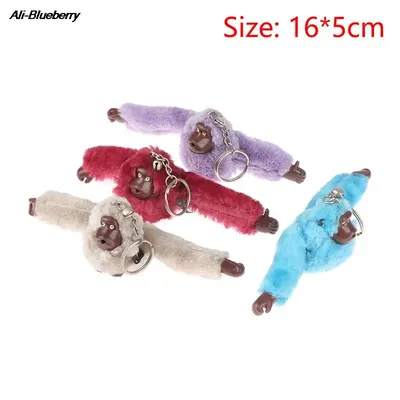 1pc Cute Girl Plush Fur Monkey Toy Key Chain Orangutan Keychain on Pant Women Bag Car Trinket Female