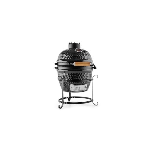 Princesize Kamado-Grill Keramikgrill Edelstahl-Grillrost Smoker BBQ Schwarz