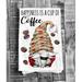 East Urban Home Gnome Happiness Is A Cup Of Coffee Flour Sack Tea Towel Flour Sack, Cotton in Pink | 27 H x 27 W in | Wayfair