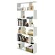 Ebern Designs Eduardas 75" H x 31.5" W Geometric Bookcase Wood in White | 75 H x 31.5 W x 9 D in | Wayfair E9DBAAE07F2A4C9C9E6085AC834BD941