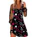 VBARHMQRT Female Spring Dresses for Women 2024 Wedding Guest Floral Ladies New Spring and Summer Mesh Printed Long-Sleeved Casual Sexy Dress Womens Plus Size Dresses Prom Dresses 2024