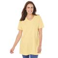 Plus Size Women's Perfect Short-Sleeve V-Neck Tunic by Woman Within in Banana (Size 5X)