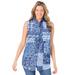 Plus Size Women's Perfect Sleeveless Shirt by Woman Within in French Blue Patched Paisley (Size 34/36)