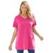 Plus Size Women's Perfect Short-Sleeve V-Neck Tunic by Woman Within in Raspberry Sorbet (Size 3X)