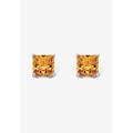 Women's Sterling Silver Stud Princess Cut Simulated Birthstone Stud Earrings by PalmBeach Jewelry in November