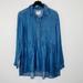 American Eagle Outfitters Tops | American Eagle Women's Small Blouse Blue Denim Long Sleeve Peplum Tunic Ba25 | Color: Blue | Size: S