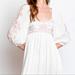 Free People Dresses | New Free People Wedgewood Maxi Midi Dress Ivory Dusty Rose Pink Embroidery S | Color: Pink/White | Size: S