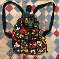 Disney Bags | 90s Vintage Disney Backpack Mickey Mouse Purse Bag Disneyana Mondrian Pop Art | Color: Black/Red | Size: Os