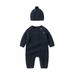 Qufokar Neutral Toddler Boy Clothes Toddler mas Outfit Boy Toddler Baby Girls Boys Solid Spring Winter Long Sleeve Button Knit Sweater Romper Jumpsuit Hat Clothes
