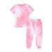 Qufokar mas Outfit for Girls Baby Girl Two Piece Outfit Kids Toddler Boy Girls Clothes Sports Casual Tie Dye Prints Short Sleeves T Shirt Elastic Waist Pants Set Outfit