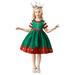 Fesfesfes Toddler Girls Cute Christmas Stripe Print Satin Cloth Birthday Party Gown Long Dresses Spring Saving