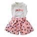 Qufokar Rags To Raches Just Born Wear A Blanket Tee Floral Cartoon Bow Toddler Sleeveless Tops + Girls 2Pcs Kids T-Shirt Set Clothes Baby Outfits Shorts Girls Outfits&Set