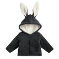 Qufokar Snow Clothes for Girls Youth Boys Winter Coat Kids Children Toddler Baby Boys Girls Long Sleeve Solid Ribbed Cute Rabbit Ear Hooded Jacket Thick Coat Outer Outwear Outfits Clothes