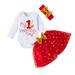 Qufokar Toddler Girl Fall Clothes Cutest Outfits for Teens Princess Skirts Set Day Headbands Valentine S Girls Romper Baby Tulle Girls Outfits&Set