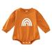 Qufokar Baby Cloths Footed Pants Girl Baby Boy Girl Fall Clothes Crew Neck Sweatshirt Rainbow Romper Long Sleeve Oversized Bodysuit Cute Outfits