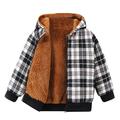 Qufokar Shirt for Baby Shirts Big Boys Kids Toddler Fleece Lined Warm Shirt Jacket Plaid Long Sleeve Hooded Full Zip Baby Boys Girls Fall Winter Hoodie Shirt Coat Outwear