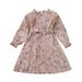 Flower Girl Dress for 12 Months Party Dress Girl s Casual Dress Summer Scoop Neck Long Sleeves Floral Flowy Print Plain Sundress Dress Lace Toddler Easter Outfits Teen Girls