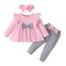 Qufokar 3-6 Months Baby Girl Clothes Baby Womens Clothes Toddler Baby Girls Clothes Cotton Blend Long Sleeve Bowknot Tassel Tops Pants Headbands Outfits Sets