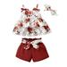 Baby Skirt Shorts Cover Turn Girl s Sleeveless Off The Shoulder Floral Bow Top Dress Lace Up Shorts Clothes for Twin Baby Girls Mom And Toddler Matching Clothes