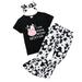 Qufokar Baby Girl Clothes 3-6 Months Staff for Baby Girl Children Kids Toddler Baby Girls Cute Cartoon Animals Short Sleeve Tops Blouse T Shirt Print Pants Trousers With Headbands Outfits Set 3Pcs Cl