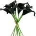 Viworld 10 PCS Real Touch PU Latex Artificial Calla Lily Flowers for Wedding Bouquets centerpieces Decor Black