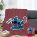 Cartoon Stitch Flannel Blanket With Pillow Cover For Office Bed Sofa Fuzzy Cozy Microfiber Throws Bedding Birthday Gifts Blanket For Kids Girls Boys