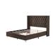 Cheri Bliss King Bed w/ One Nightstand, Button Designed Headboard, Strong Wooden Slats + Metal Legs w/ Electroplate in Brown | Wayfair BCB-02145