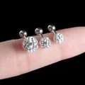 Boucles d'oreilles boule de cristal pour femmes piercings d'oreille en acier clous d'oreille