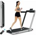 2-in-1 klappbares Laufband, Treadmill mit doppelten LED-Anzeige, Bluetooth, App Steuerung, 1-12km/h