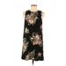Leith Casual Dress - Shift Crew Neck Sleeveless: Black Floral Dresses - Women's Size Small