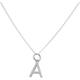 Silver Cubic Zirconia Set Initial A & 18 Inch Chain Necklace