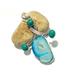 sterling Silver Plated Blue Druzy & Turquoise Gemstone Pendant Necklace
