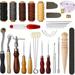 OWSOO 31Pcs Leather Sewing Tools DIY Leather Craft Hand Stitching Kit with Groover Awl Waxed Thimble