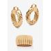 Women's Section Dome Ring And Hoop Earrings Set Goldtone by PalmBeach Jewelry in Gold (Size 8)