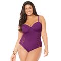 Plus Size Women's Crochet Underwire One Piece Swimsuit by Swimsuits For All in Spice (Size 8)