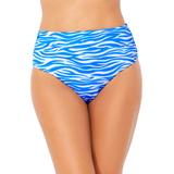 Plus Size Women's Shirred Swim Brief by Swimsuits For All in Blue Animal (Size 8)