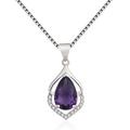 Crystal Amethyst Pendant Chain Necklace Sterling Silver Women Jewelleryxpc O6U2