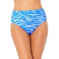 Plus Size Women's Shirred Swim Brief by Swimsuits For All in Blue Animal (Size 4)