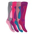 4 Pairs Girls Extra Warm Long Knee High Colourful Winter Wool Blend Ski Socks