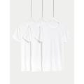 M&S Mens 3pk Pure Cotton T-Shirt Vests - White, White