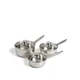 M&S 3 Piece Stainless Steel Pan Set - Silver, Silver