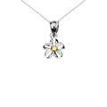 0.06ct Peridot Delicate Hawaiian Plumeria Charm Necklace in 9ct White Gold