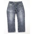 Crosshatch Mens Blue Cotton Straight Jeans Size 34 L27 in Regular Button