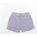 Joules Girls Blue Striped 100% Cotton Sweat Shorts Size 7-8 Years Regular