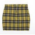 New Look Girls Yellow Check Polyester Mini Skirt Size 12-13 Years Regular
