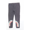 George Girls Grey Cotton Capri Trousers Size 4-5 Years Regular - Rainbow