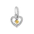 Pandora November Birthstone Heart Dangle Charm - Sterling Silver / Man-made Crystal / Yellow