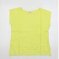 Papaya Womens Yellow 100% Cotton Basic T-Shirt Size 14 Round Neck