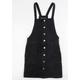 Miss Selfridge Womens Black Cotton Pinafore/Dungaree Dress Size 6 Off the Shoulder Button